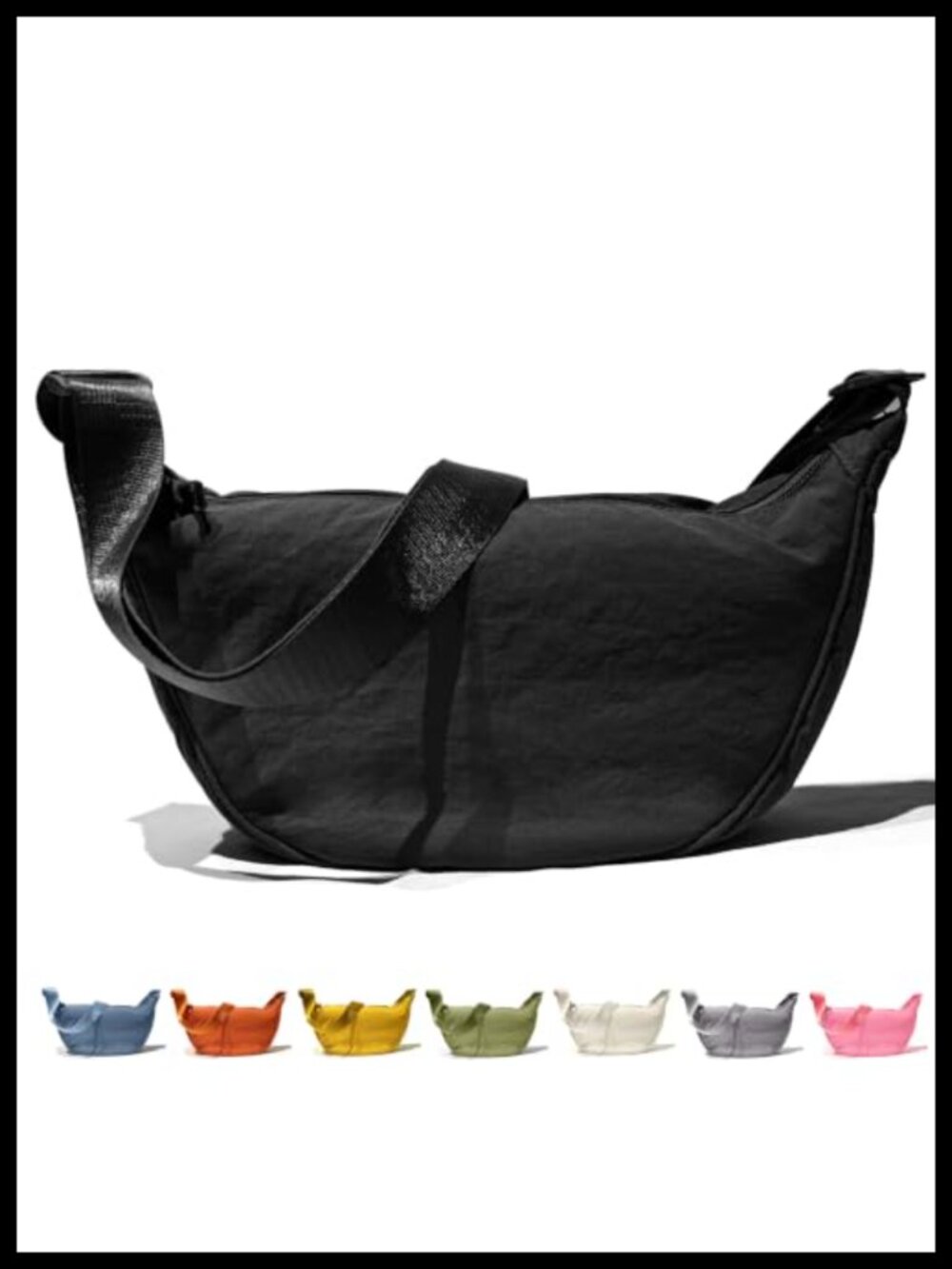Crescent Sling Bag Crossbody Shoulder Chest Bag Taslon Fabric Water-Resistant